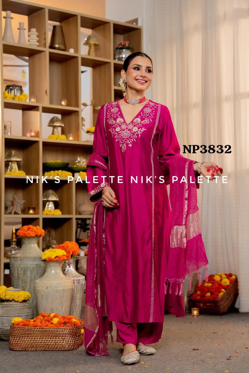 Premium Mul Chanderi 3 pc set