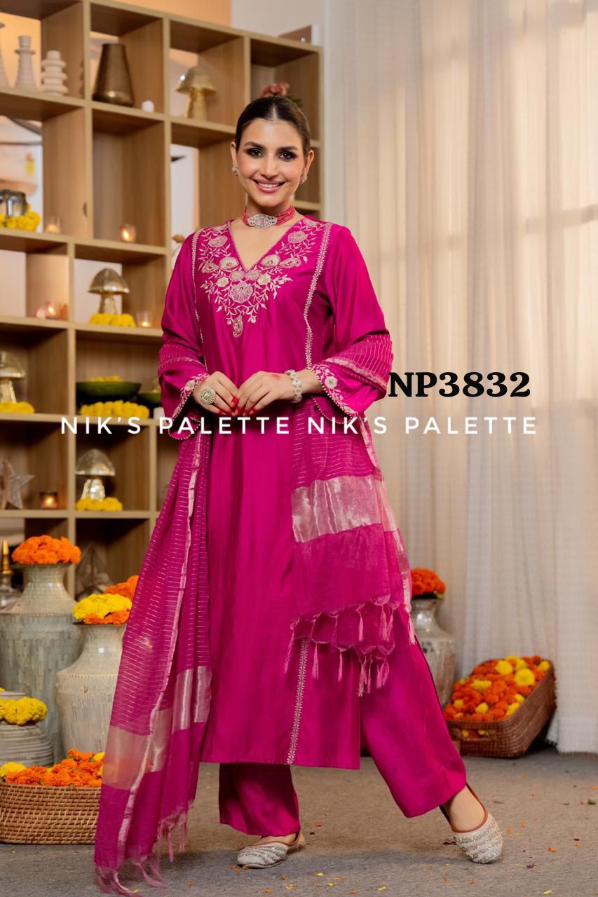 Premium Mul Chanderi 3 pc set