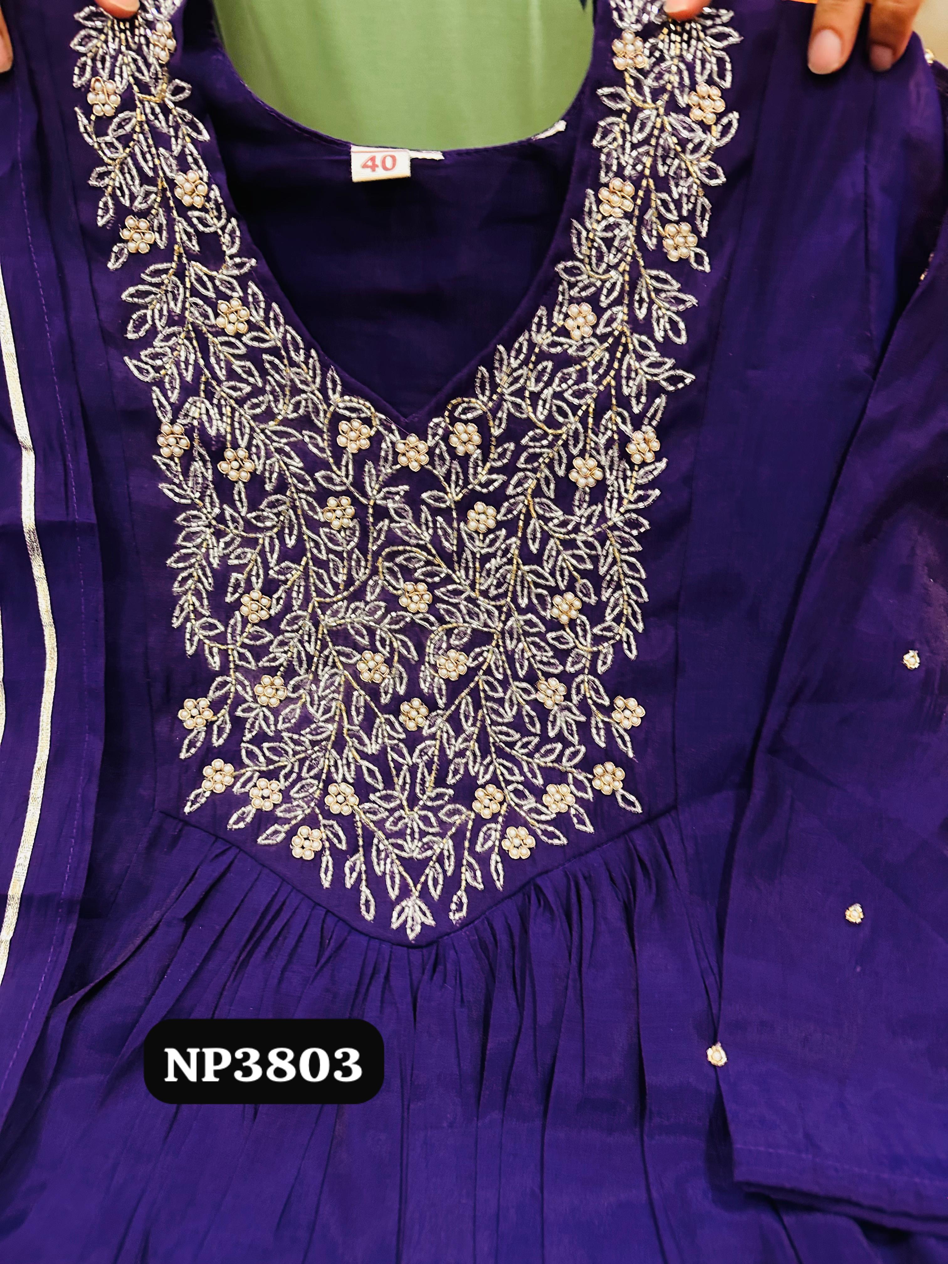 Premium Mul Chanderi A-line Kurta Set