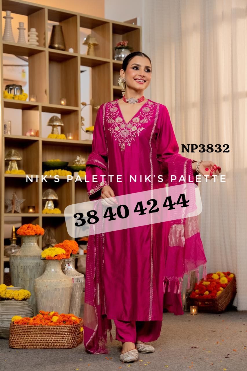 Premium Mul Chanderi 3 pc set