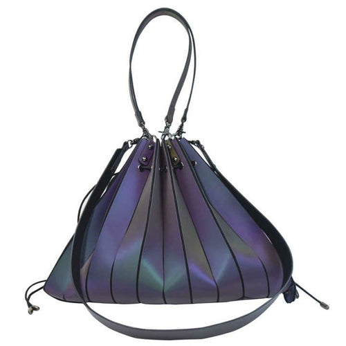 Reflective Leather Drawstring Tote Bag