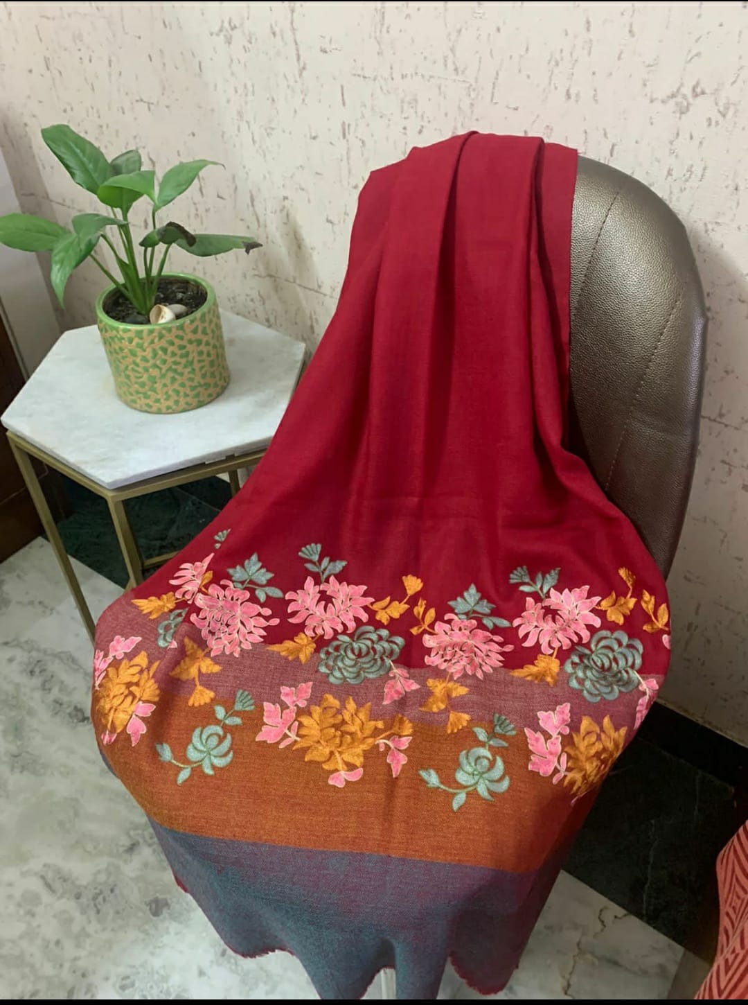 Applique Aari Work Shaded Wool Silk Stoles