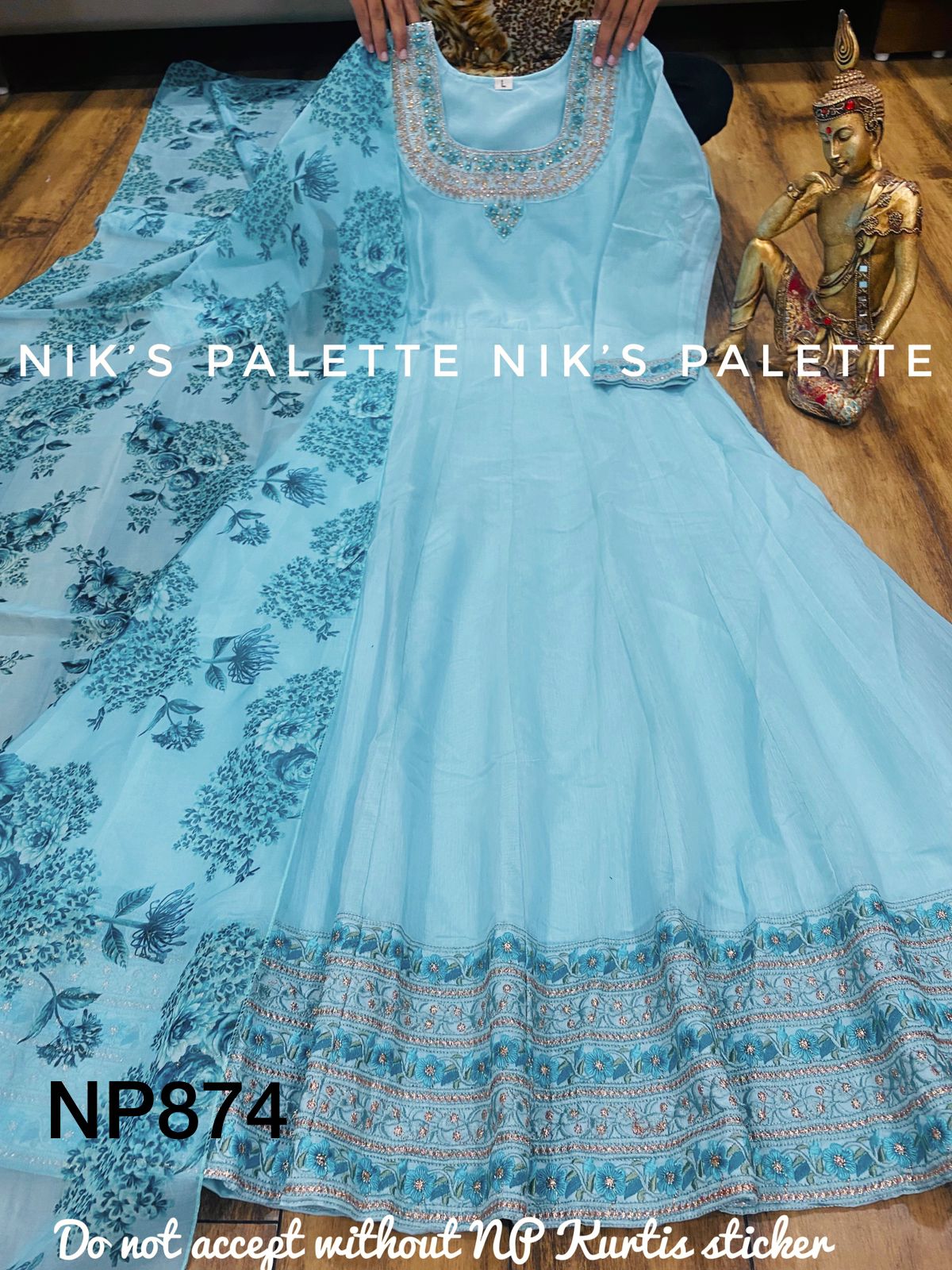 Chanderi Anarkali with swarovski and embroidery