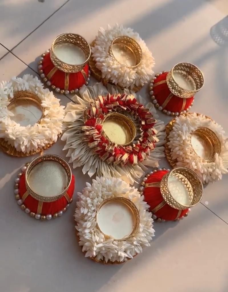 Rangoli with T light Holders