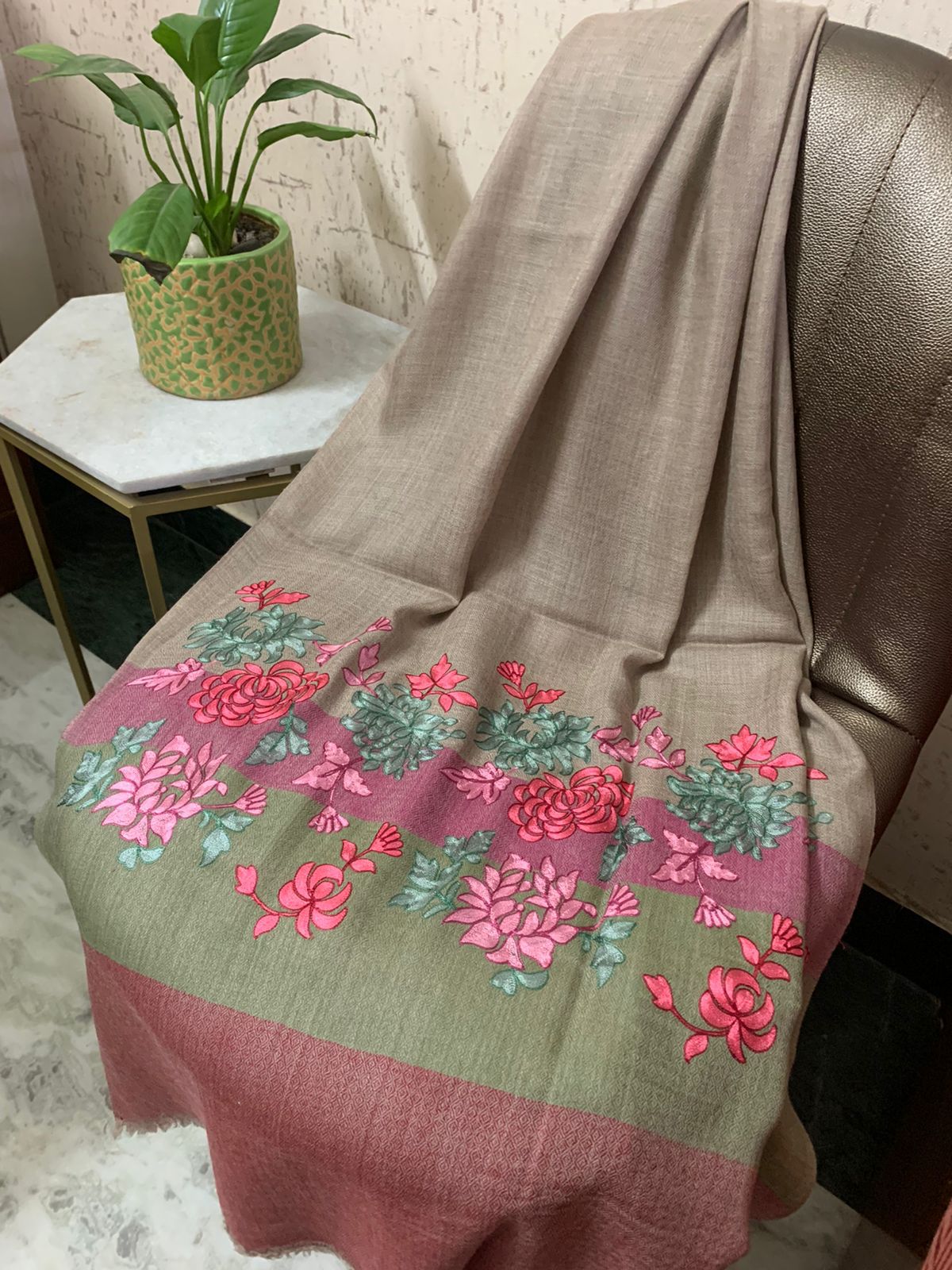 Applique Aari Work Shaded Wool Silk Stoles