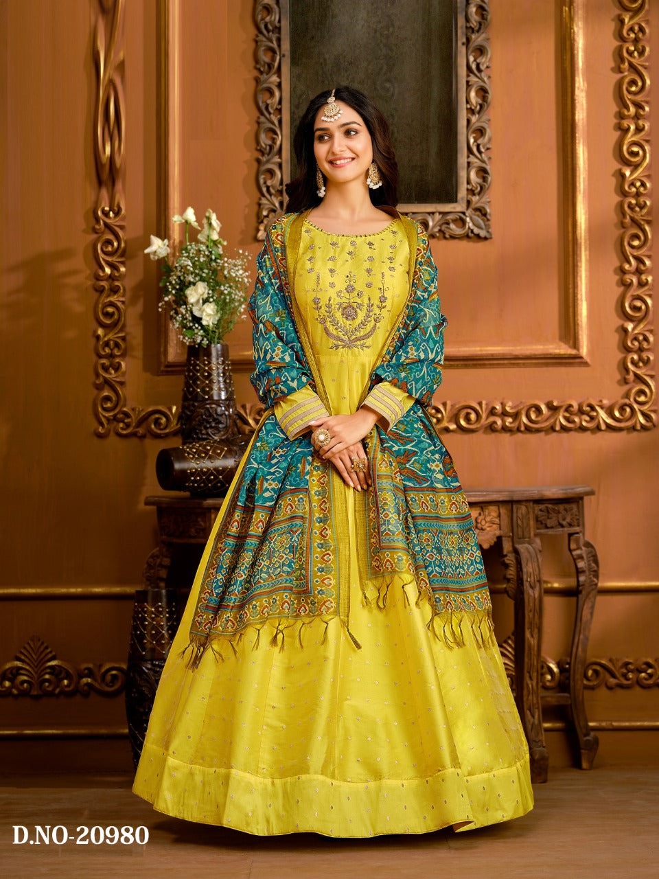 taffeta silk dress Taffeta Silk Gown with Dupatta – Handicrafts Galleria