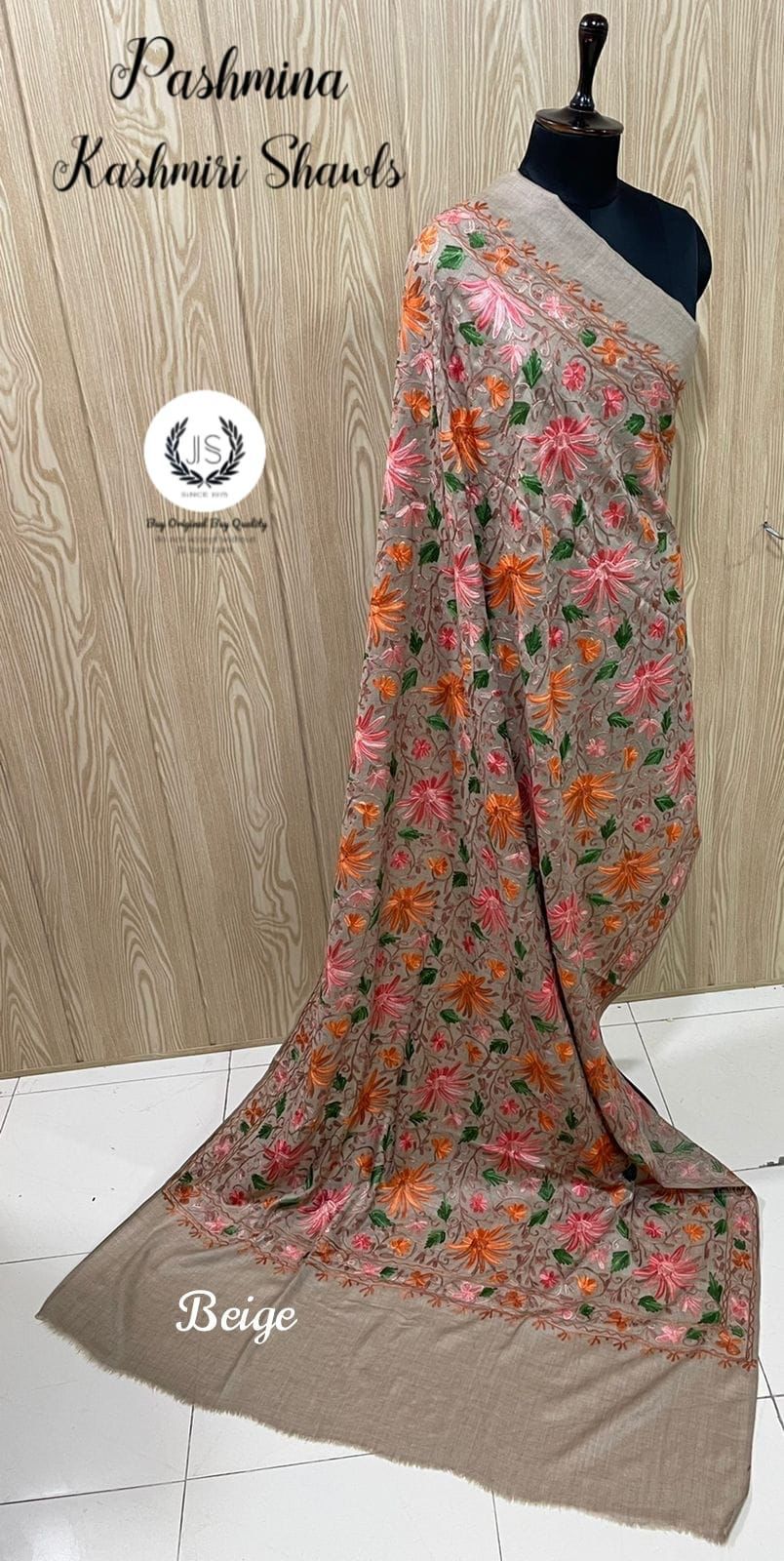 Pure Wool Embroidered Kashmiri Shawls