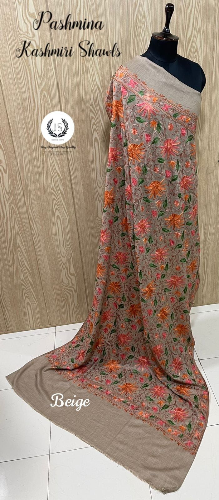 Pure Wool Embroidered Kashmiri Shawls