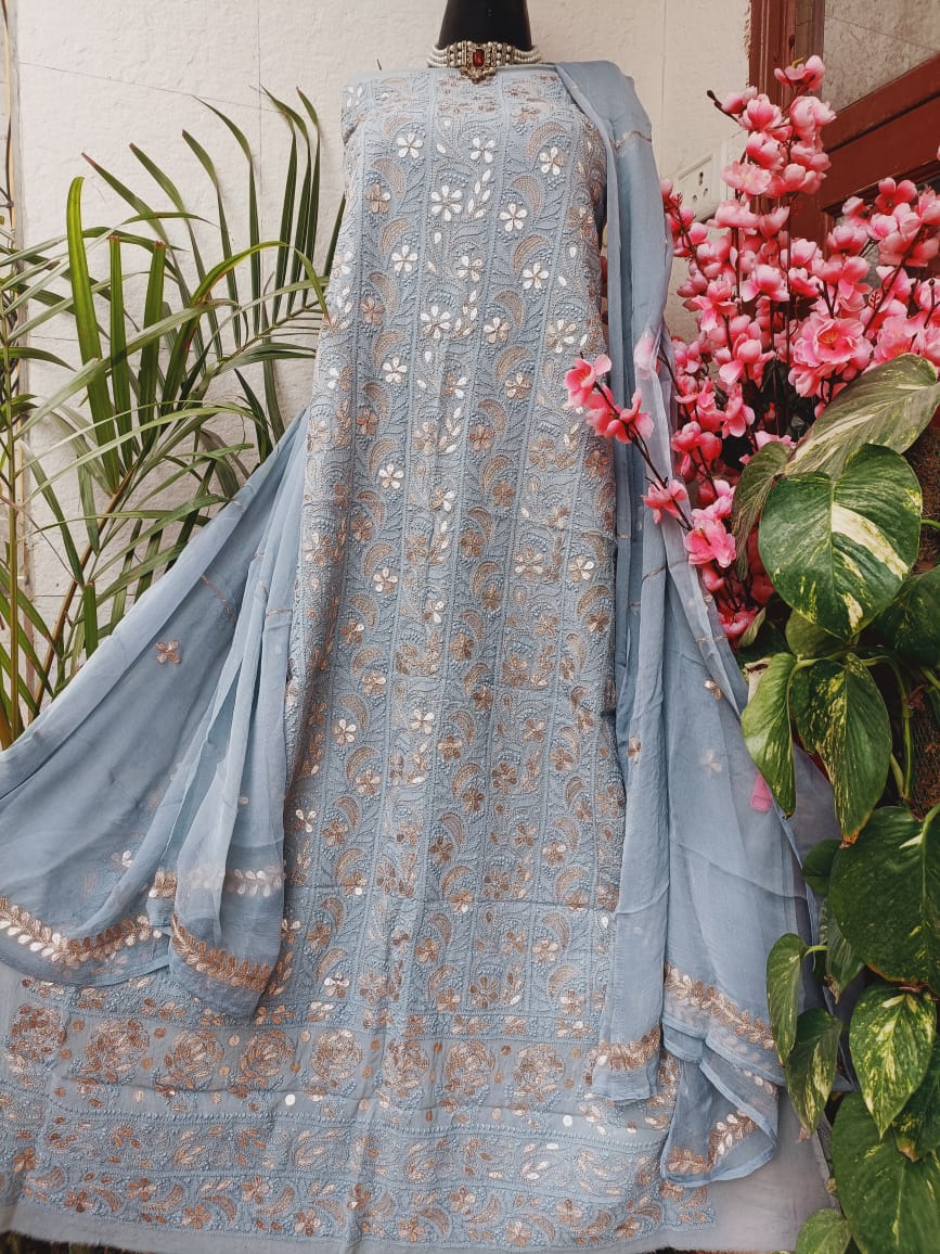 Viscose Georgette Gorgeous Chikankari Kurta n Dupatta Set