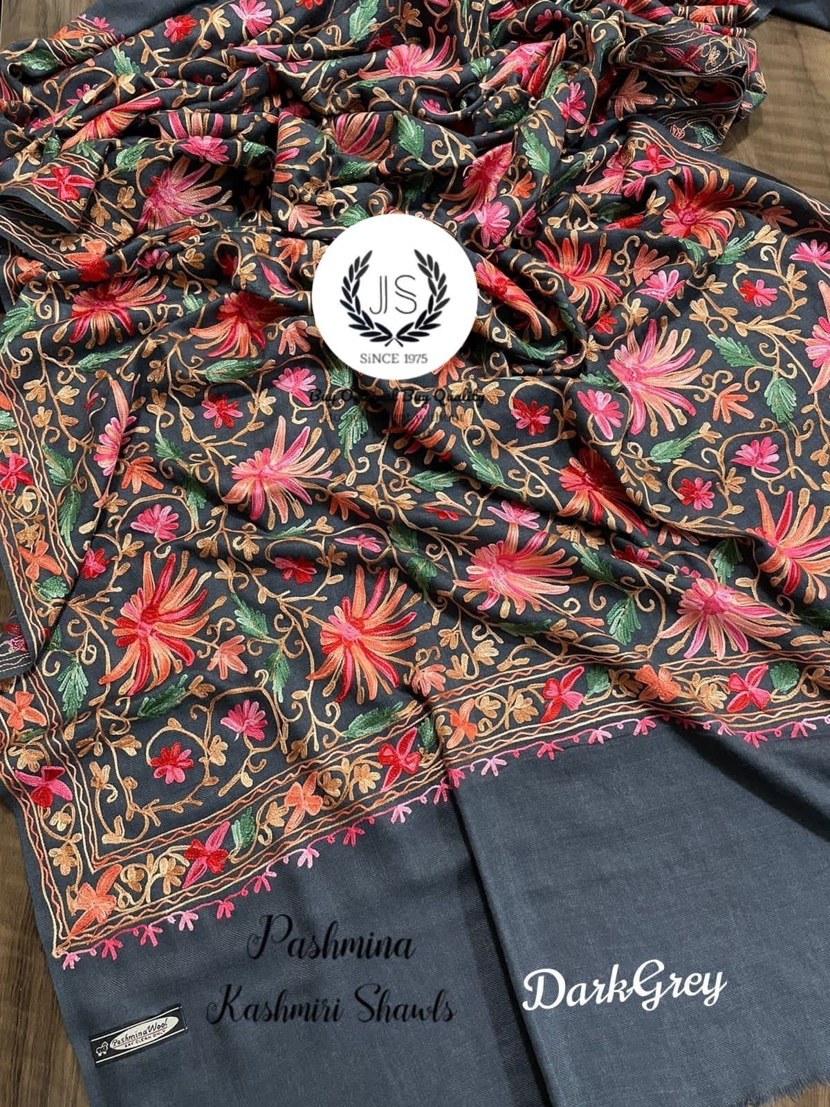 Pure Wool Embroidered Kashmiri Shawls