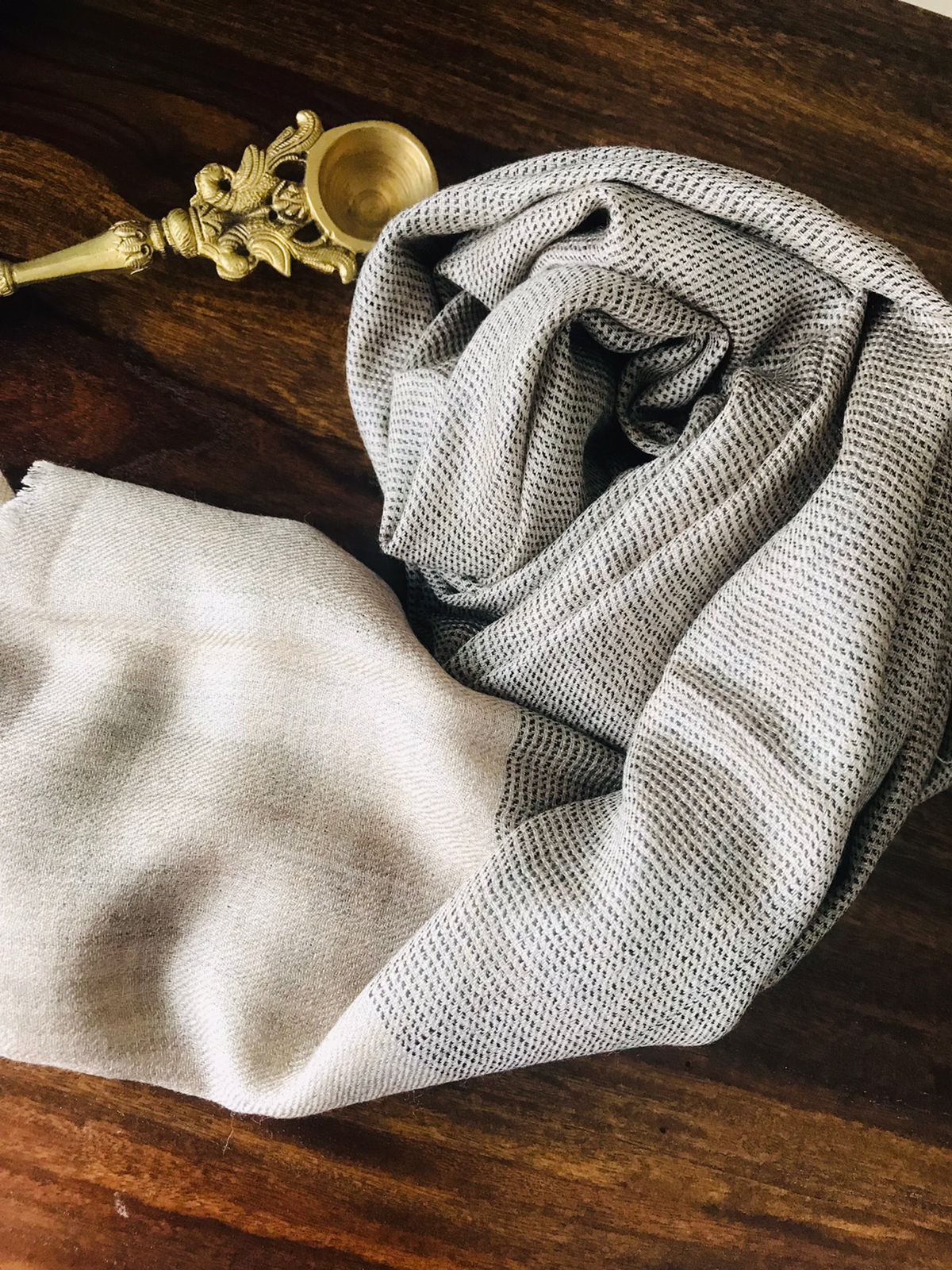 Handwoven Pure Wool Textured Weave Stoles