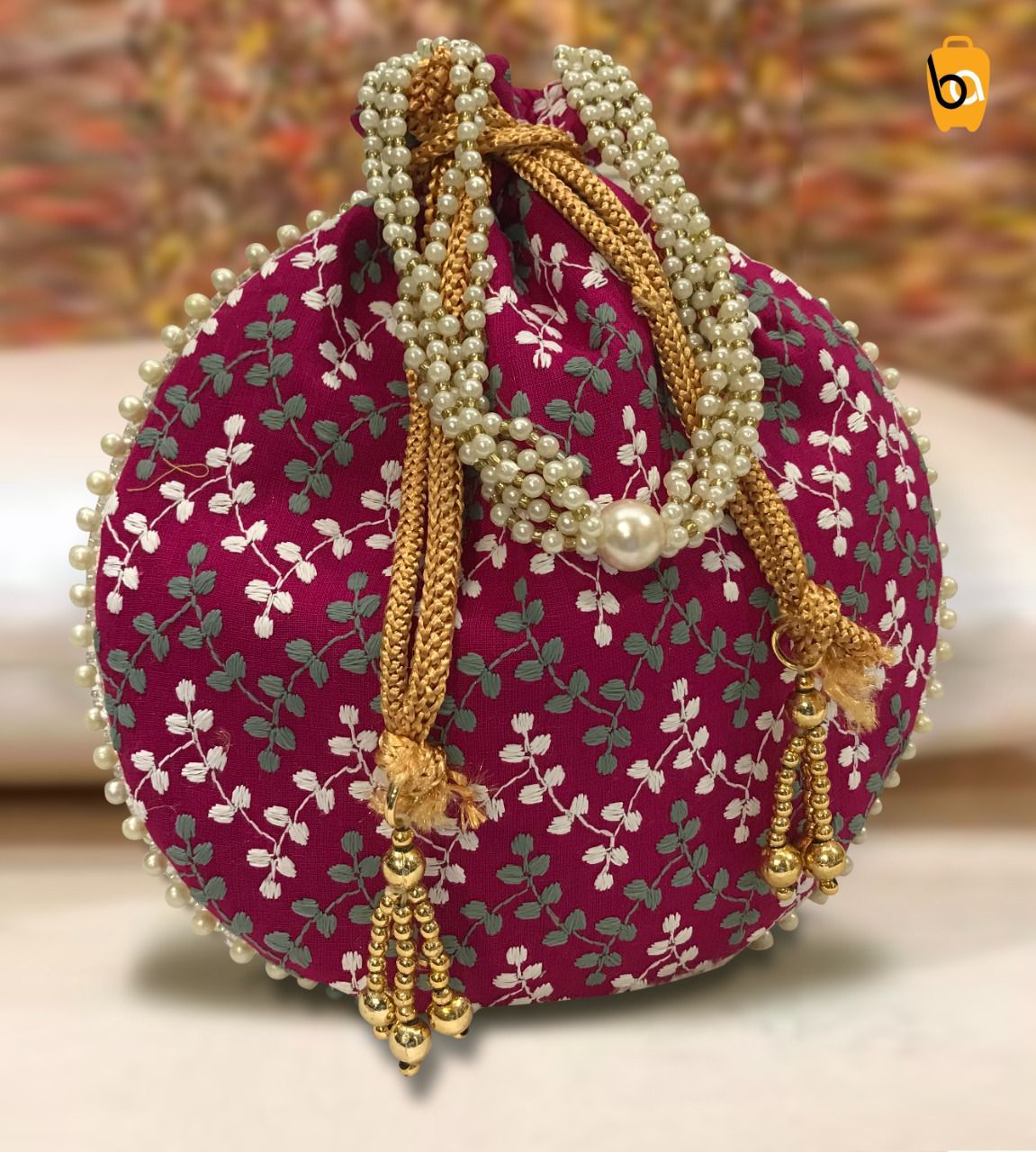 Designer Floral Pearl Potlis