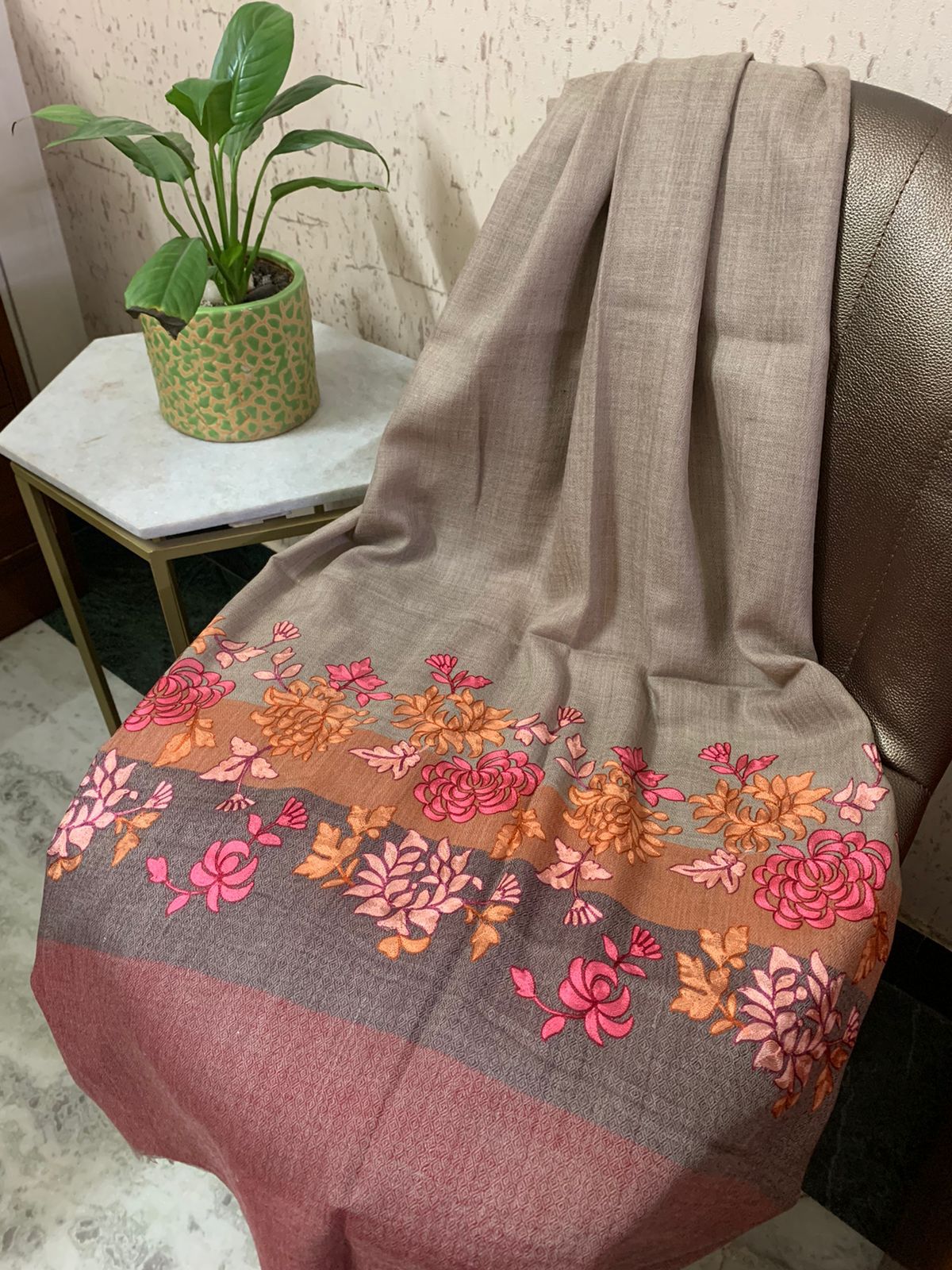 Applique Aari Work Shaded Wool Silk Stoles