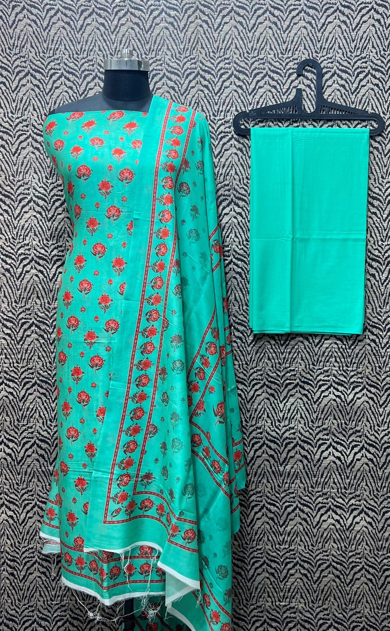 Mercirised Silk Maheshwari Printed Suit
