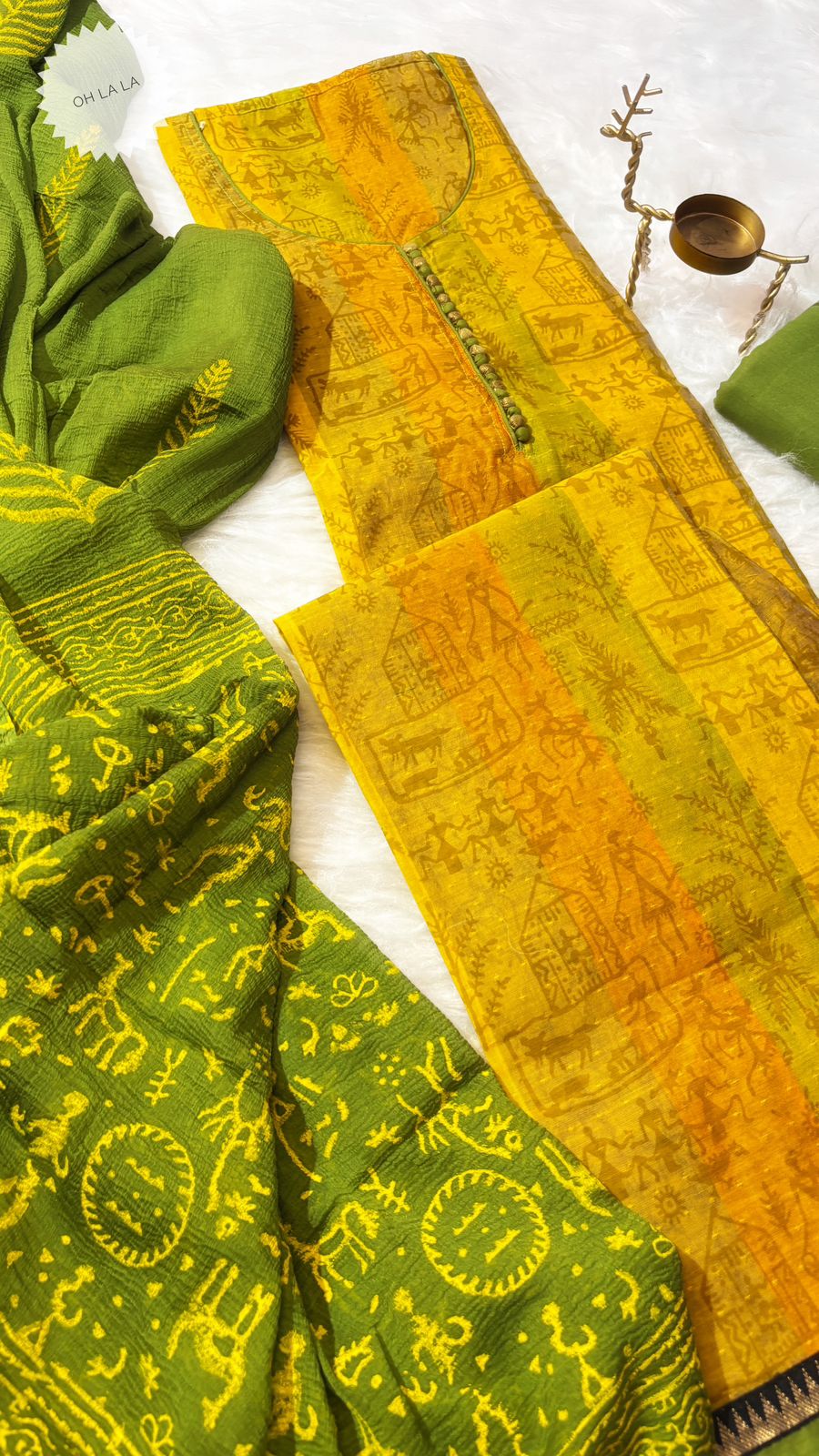 Handloom Cotton Suit with warli print