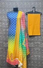 Mercirised Silk Maheshwari Printed Suit