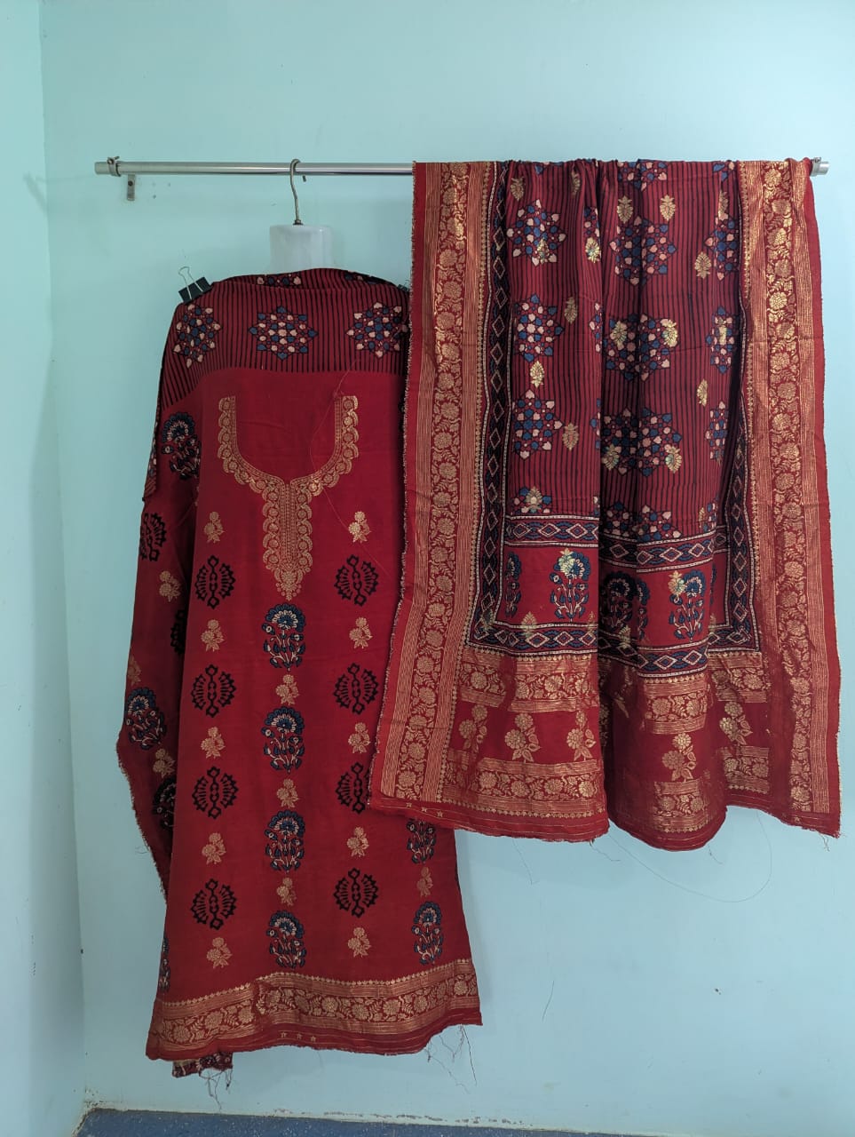 Dola Silk Ajrakh Hand Block 2 pc Suits