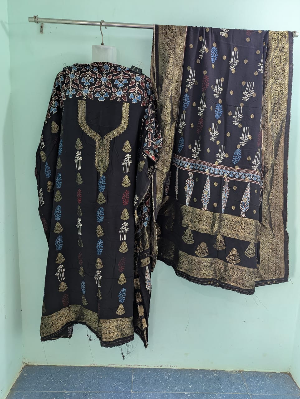 Dola Silk Ajrakh Hand Block 2 pc Suits