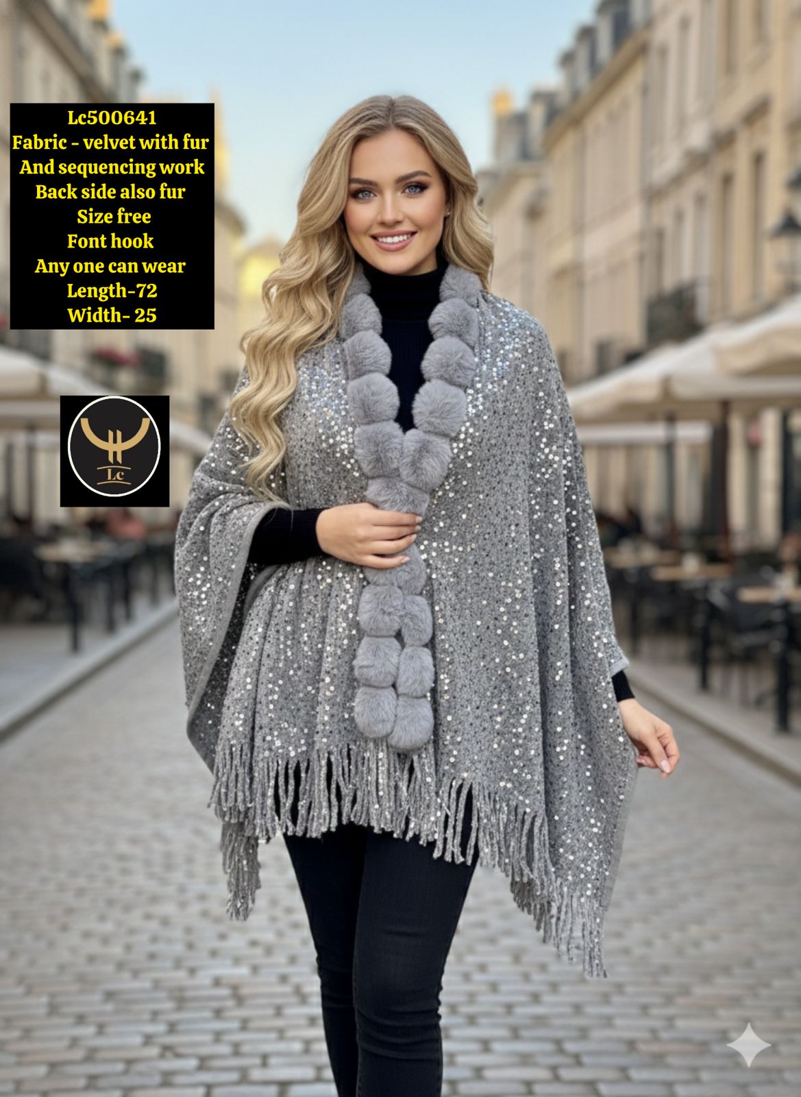 Velvet Stole/Ponchos with Sequins