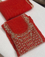 Beautiful handwork on finest georgette lehriya Suit