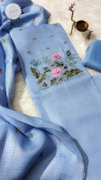 Cotton top with embroidery matching kota dupatta with silk bottom