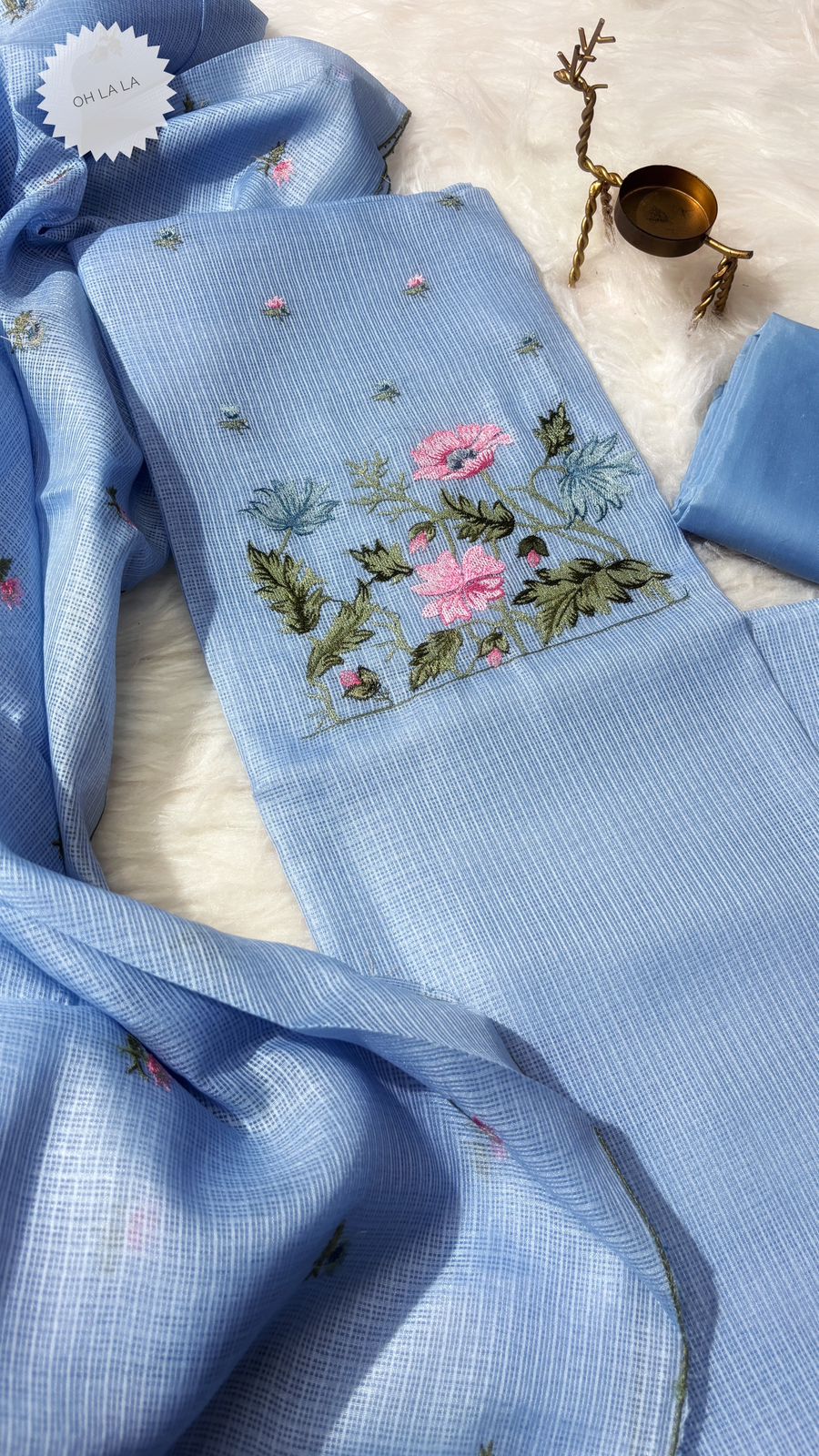 Cotton top with embroidery matching kota dupatta with silk bottom