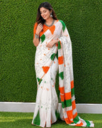 Independence Day Linen Cotton Saree