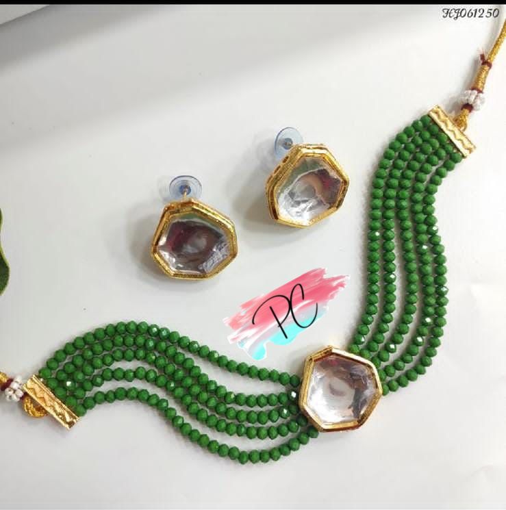 Crystal Moti Kundan Choker Sets