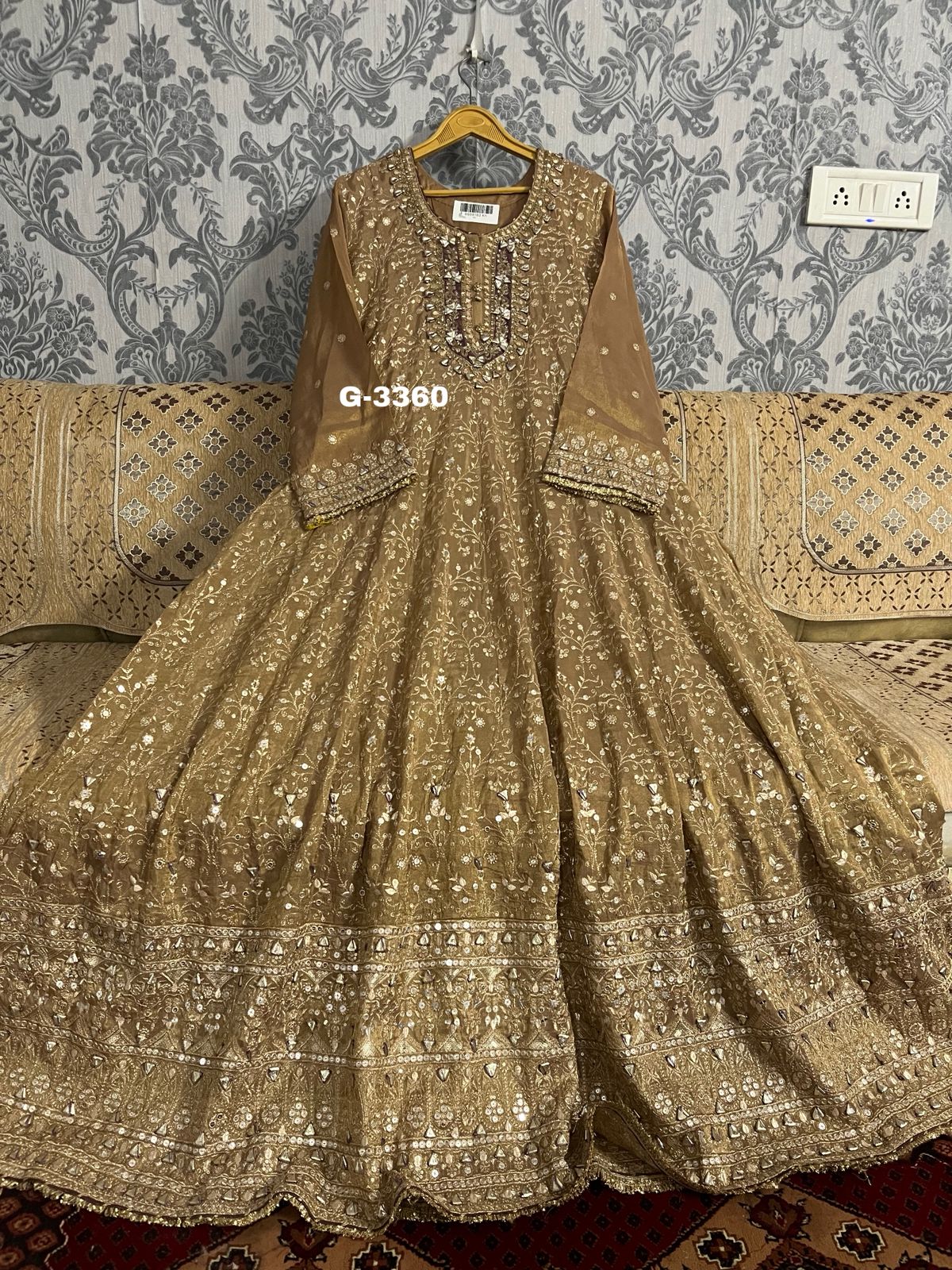 Chinnon Anarkali Stitched with Zari Sequins work