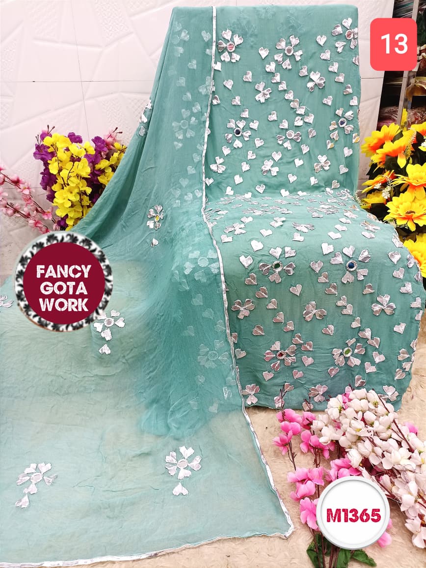 Georgette unstitched with Laxmi Gota Patti Embroidery