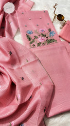 Cotton top with embroidery matching kota dupatta with silk bottom