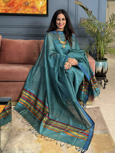 Beautiful Hand Woven Maheshwari Silk Cotton Fabric