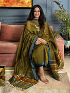 Beautiful Hand Woven Maheshwari Silk Cotton Fabric