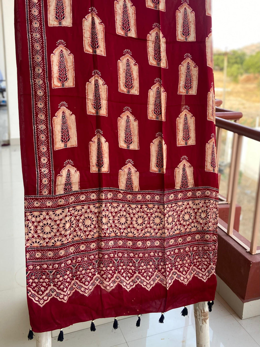 Ajrakh Handblock Modal Silk Dupattas