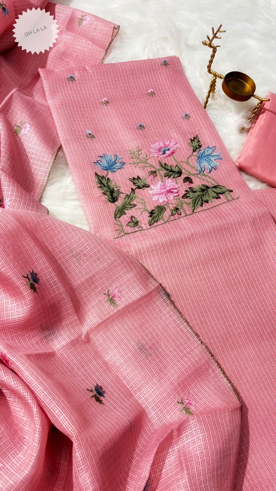 Cotton top with embroidery matching kota dupatta with silk bottom