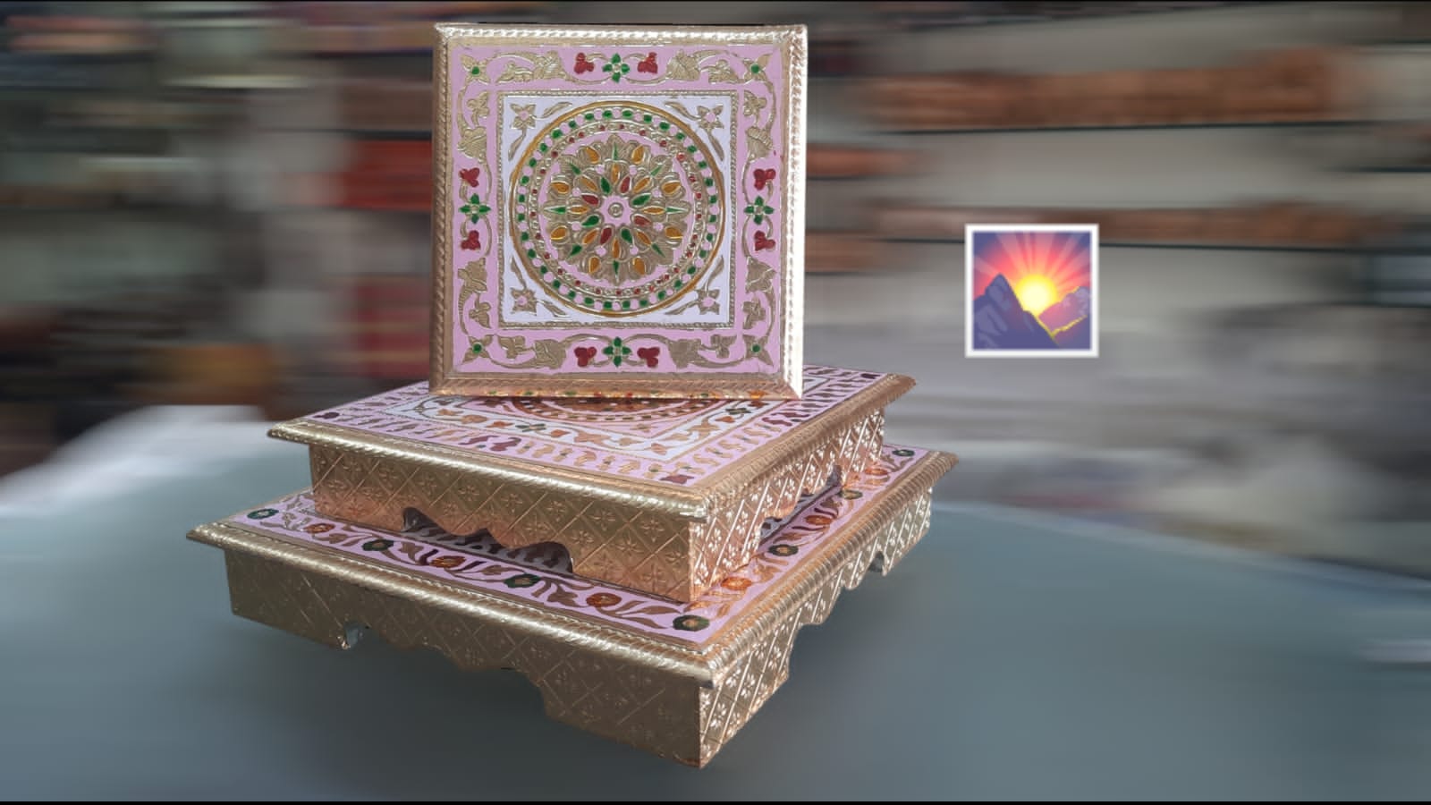 Wooden Minakari Chowki(Patta)