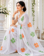 Independence Day Linen Cotton Saree