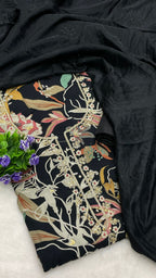 Muslin Suit with embroidery and digital print