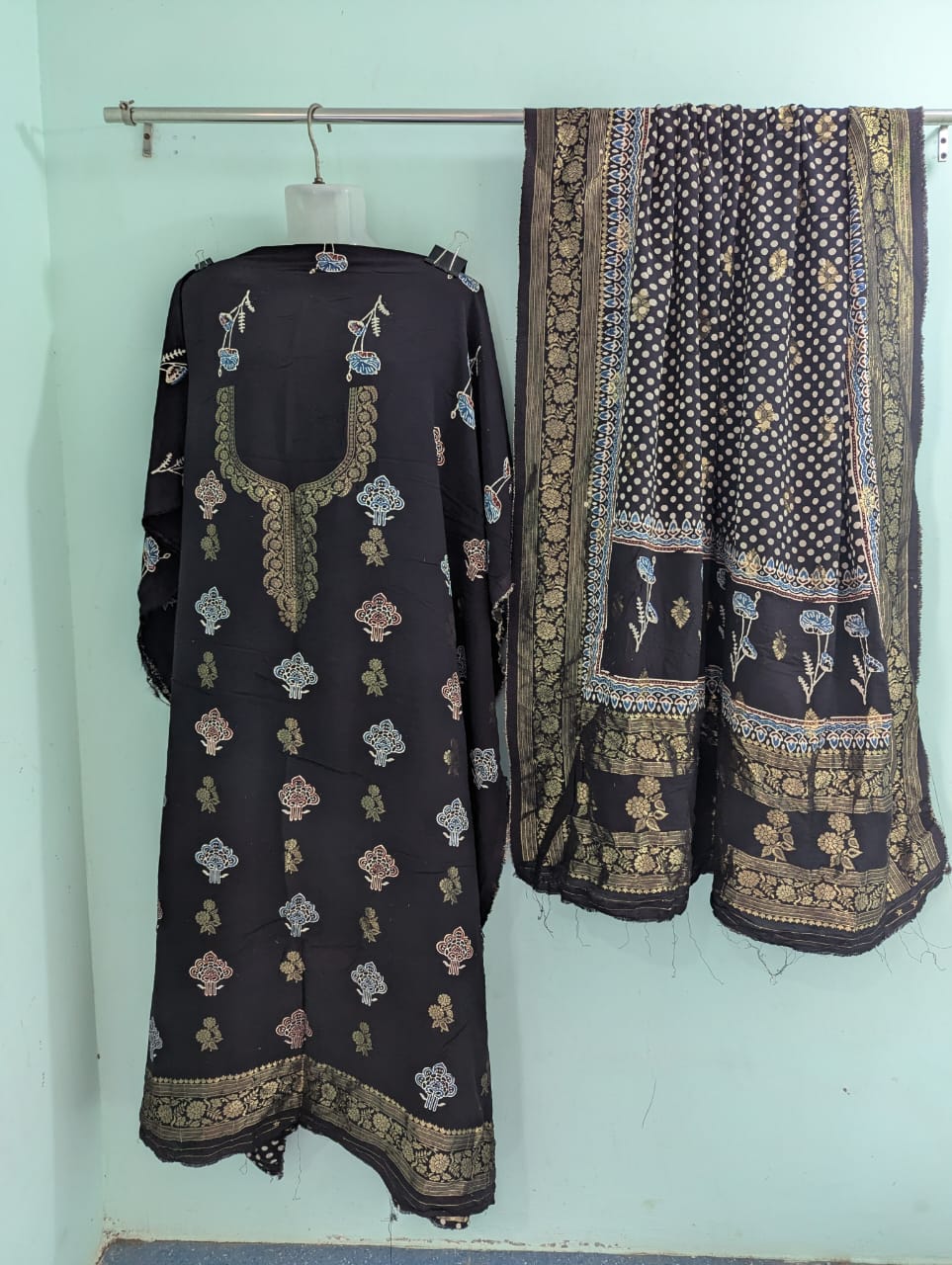 Dola Silk Ajrakh Hand Block 2 pc Suits
