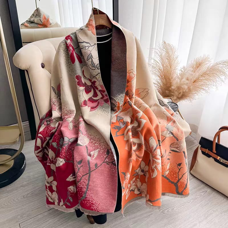 Floral Luxury Shawl Reversible