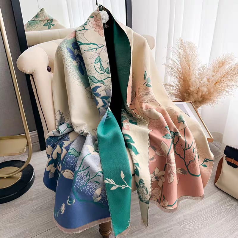 Floral Luxury Shawl Reversible