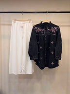 Denim Embroidered Top with Plain Pants