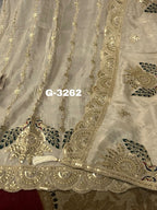 Shimmer Silk Unstitched Suit with gota doriya resham and sequins work