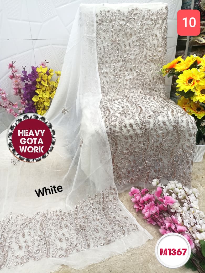 Georgette unstitched with Barik Gota Embroidery