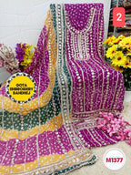 Georgette Bandhni heavy gota patti embroidery suit