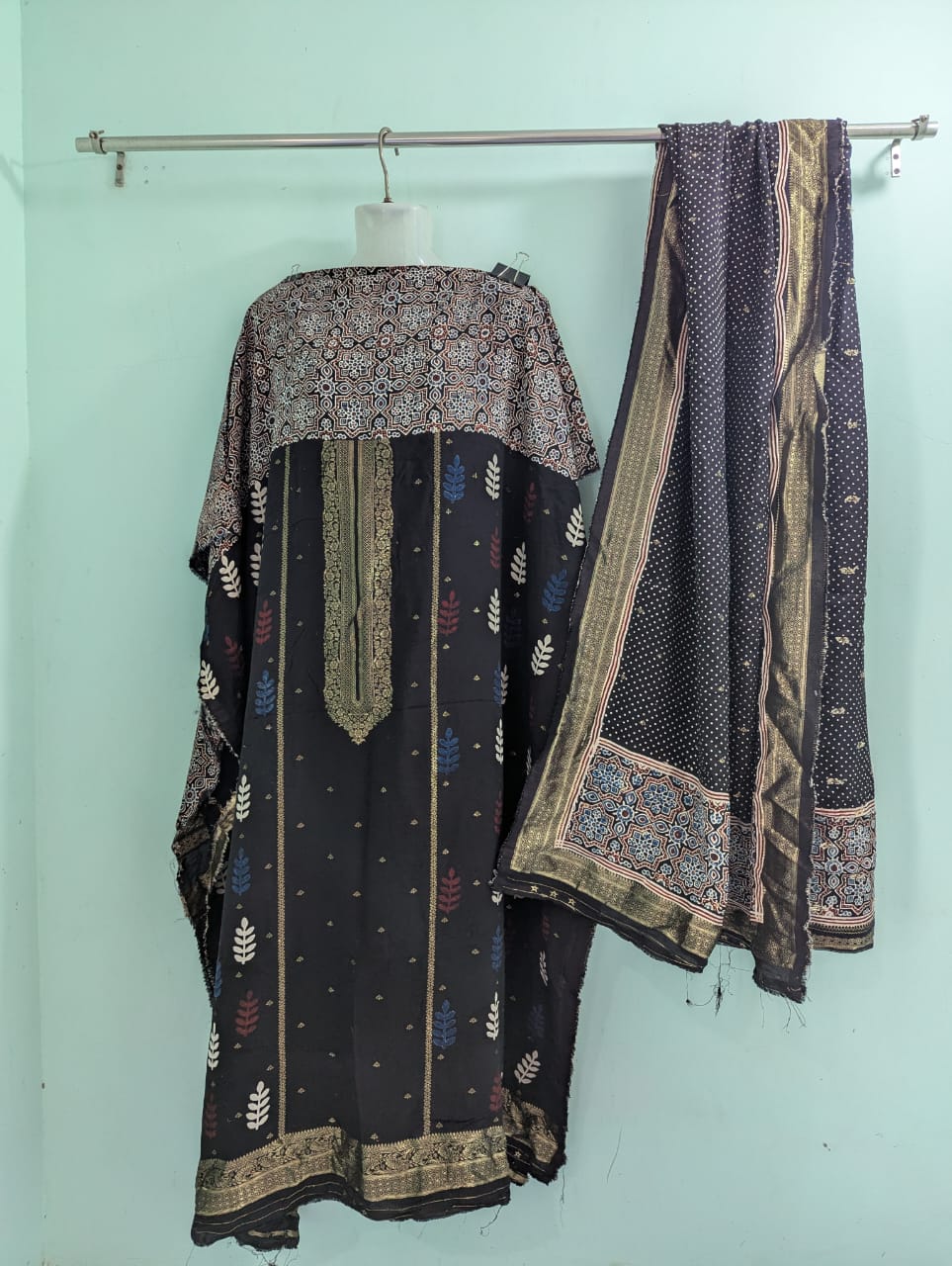 Dola Silk Ajrakh Hand Block 2 pc Suits