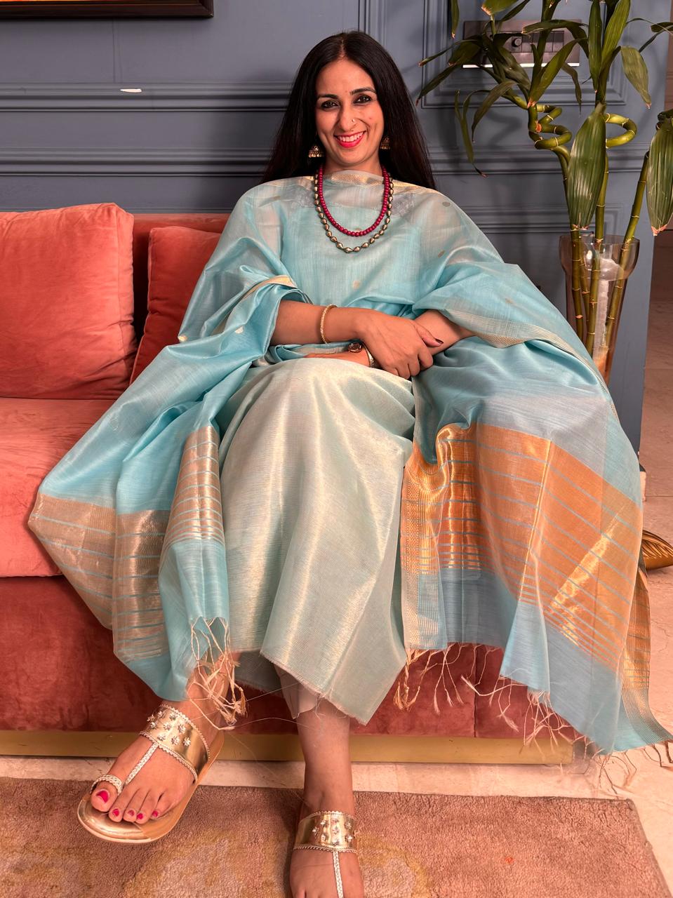 Hand Woven Maheshwari Silk Cotton Color Pop Fabric