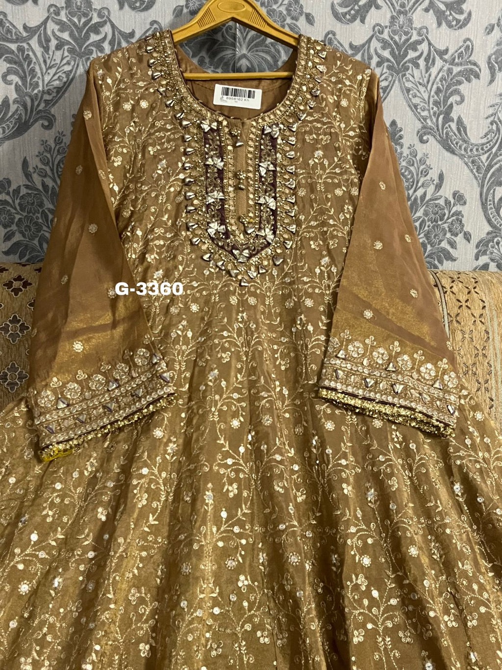 Chinnon Anarkali Stitched with Zari Sequins work