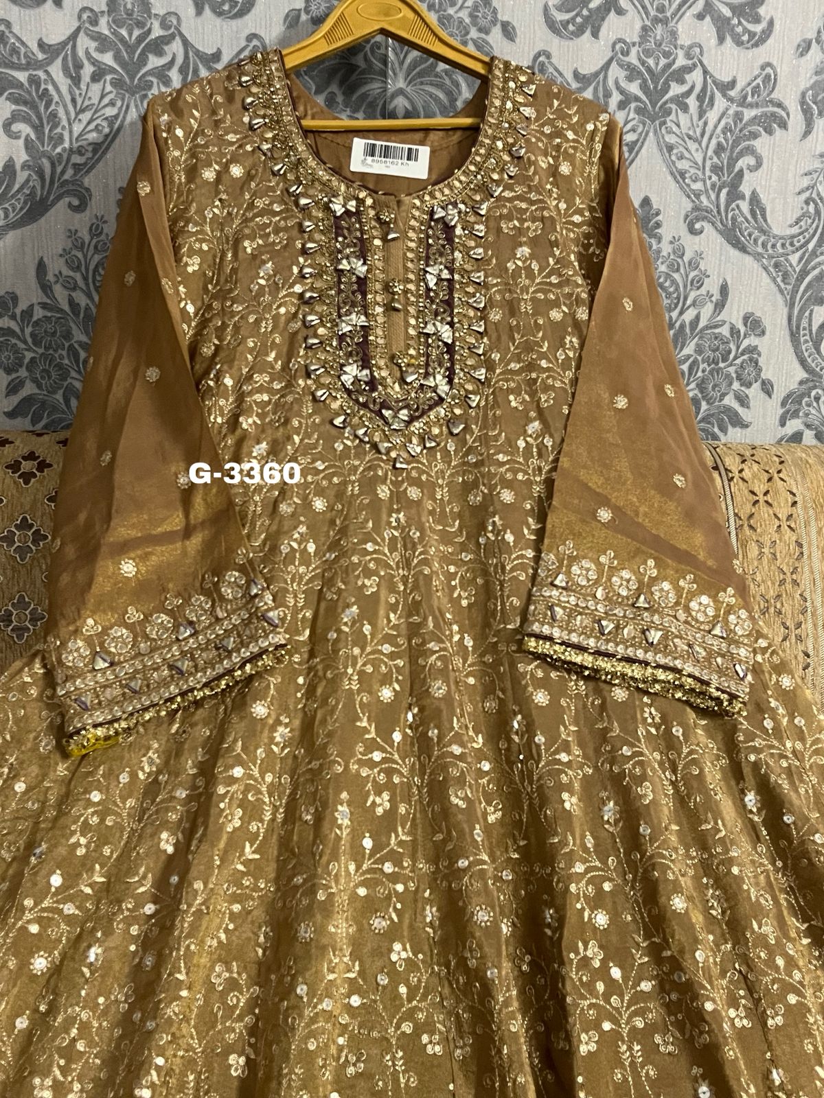 Chinnon Anarkali Stitched with Zari Sequins work