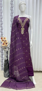 Muslin Suit with embroidery and digital print